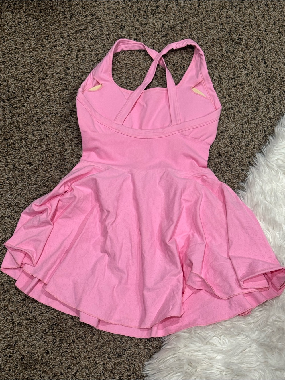 Solid Pink Flared Mini Dress - Picture 5 of 7
